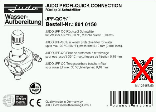 Karton Etikett auf den Verpackungen der JUDO Produkte